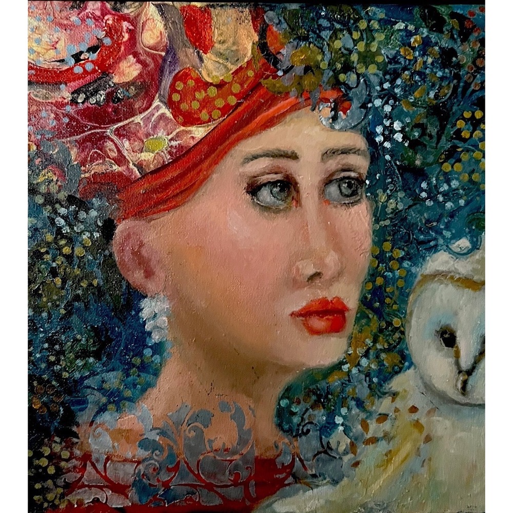 Jody Scott Olson Keeper of Small Secrets Original Oil Painting Framed 12x12